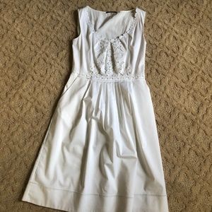 Ellie Tahara White Dress with Eyelet Details